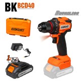 Masina de gaurit si insurubat Baukraft 18V 2Ah 40Nm brushless BK-BCD40