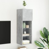 Comodă TV cu lumini LED, gri beton, 30,5x30x90 cm