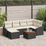 vidaXL Set canapele de grădină 7 pcs Negru, alb 55 x 55 x 37 cm