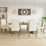 VidaXL Scaune de bucătărie, 6 buc., bej, textil cu aspect de p&acirc;nză