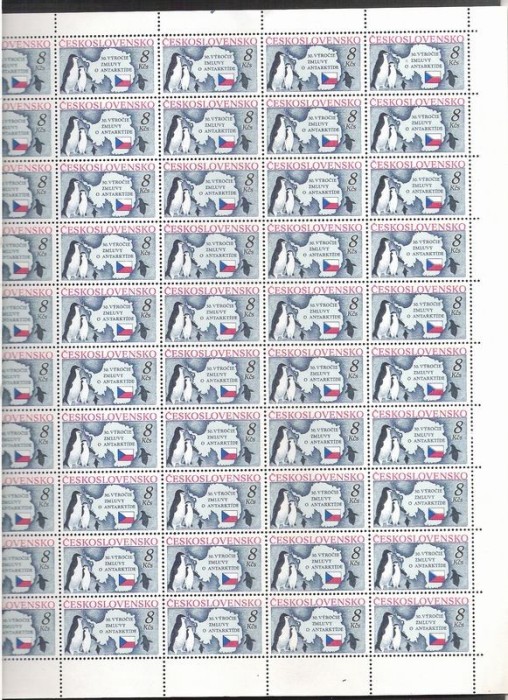 Czechoslovakia 1991 Penguins, 50 stamps in bloc, MNH J.4