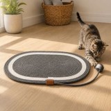Covoraș pentru pisici cu jucărie minge, Gri, 64,5x45,5cm, CMCLASS