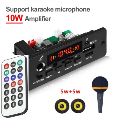 Modul mp3 +radio FM cu Amplificator 10W Bluetooth+ mufa microfon(karaoke) foto