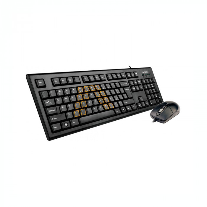 Kit tastatura si mouse A4Tech KRS-8572 cu fir USB, negru