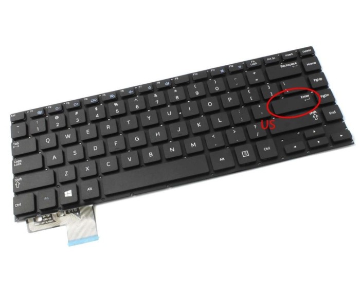Tastatura Samsung Neagra NP530U4B layout US fara rama enter mic, NP530U4C layout US fara rama enter mic,