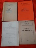 4 buc vechi,Lista de preturi a MARCILOR POSTALE Romanesti si Straine-Colectie
