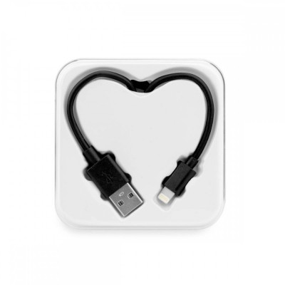 Cablu Date &amp;amp; Incarcare APPLE Lightning - Heart (Negru) foto