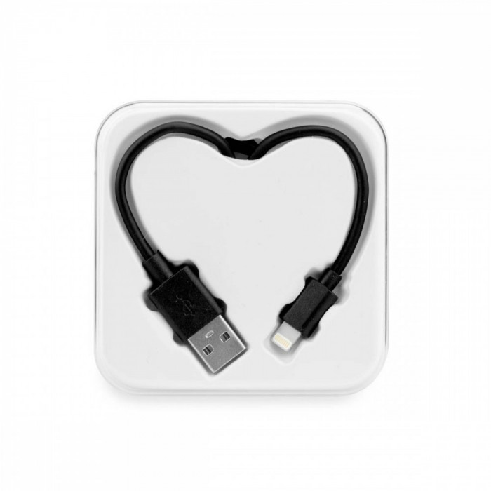 Cablu Date &amp; Incarcare APPLE Lightning - Heart (Negru)