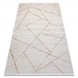Covor modern DUKE 51557 crem / auriu - Geometric, structurat, foarte moale, franjuri, 140x190 cm
