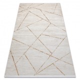 Covor modern DUKE 51557 crem / auriu - Geometric, structurat, foarte moale, franjuri, 120x170 cm