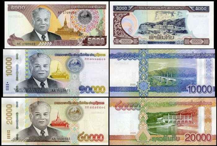 LAOS █ SET █ 5000 + 10000 + 20000 Kip █ 2020 █ UNC █ necirculata █