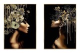 Cumpara ieftin Set 2 tablouri decorative olegrafie lacuita Women II 50 x 70 cm