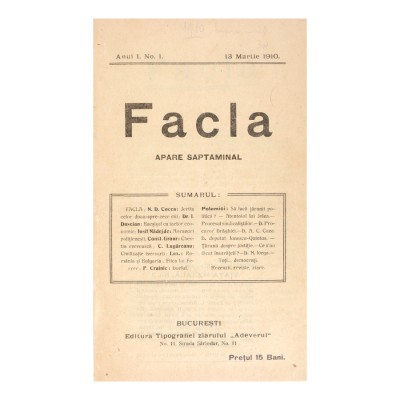 Revista Facla, AnuI I, 1910, 42 de numere colligate foto