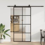 vidaXL Ușă glisantă cu set de feronerie neagră 102,5x205 cm Sticlă ESG