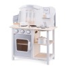 Bucatarie Copii Lemn New Classic Toys Bon Appetit Alb Argintiu, Chiuveta, Oala, Ustensile, Sunete, Accesorii incluse