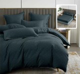 LENJERIE DE PAT NATUR UNI STRIPE 6 PIESE CU HUSĂ (NEGRU)
