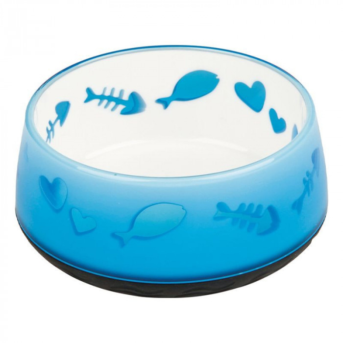 Trixie Castron de plastic pentru pisici, pești/inimi, 300 ml