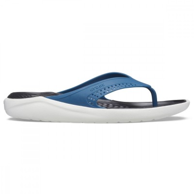 Slapi Crocs LiteRide Flip Albastru - Vivid Blue/Almost White foto