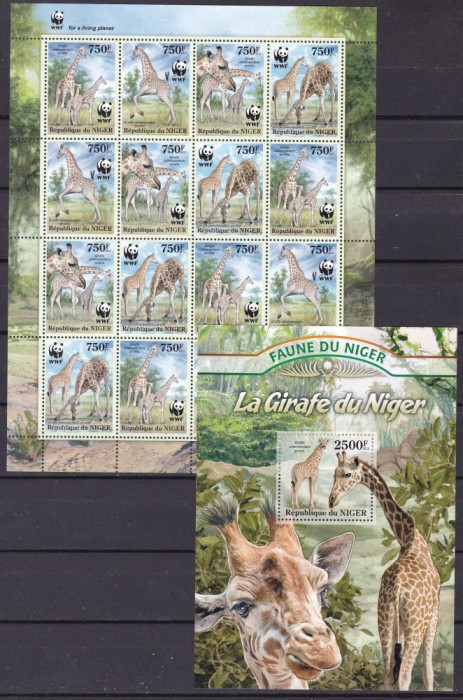 Niger 2013 fauna WWF girafe MI 2142-21465 kleib. mare + bloc MNH