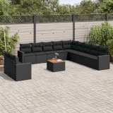 Cumpara ieftin Set canapele de grădină, 12 piese, cu perne, negru, poliratan
