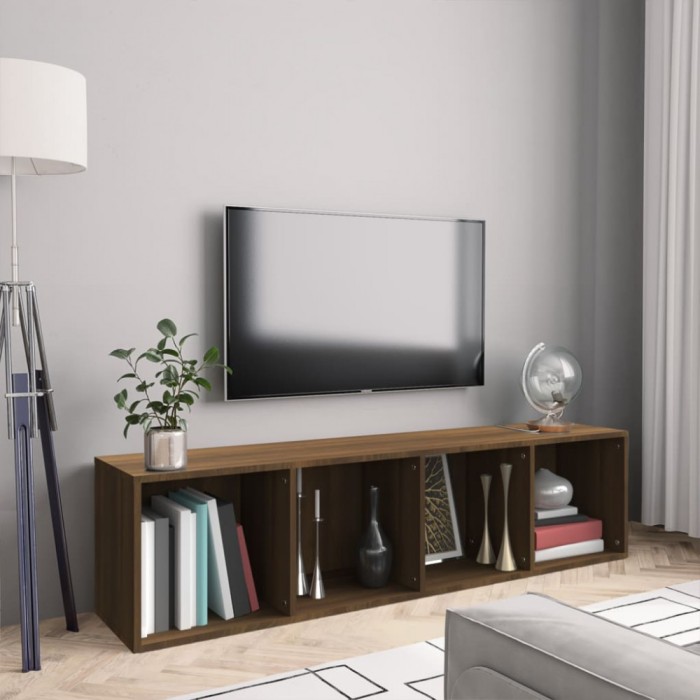Gossi biblioteca/dulap tv stejar maro 143x30x36 cm lemn prelucrat