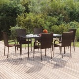 VidaXL Set mobilier de grădină, 7 piese, maro, poliratan