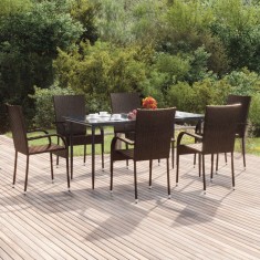 vidaXL Set mobilier de grădină, 7 piese, maro, poliratan 3156673