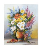 Cumpara ieftin Tablou vaza cu flori pictat manual, Regala, 60x50cm ulei pe panza, Constantin Feraru