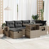 vidaXL Set canapele de grădină, 7 piese, cu perne, gri, poliratan 3327860