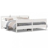 Cumpara ieftin Cadru de pat fara saltea, alb, 200x200 cm, lemn masiv pin