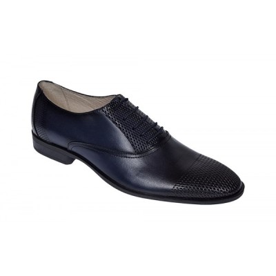 Pantofi barbati eleganti din piele naturala bleumarin, Lux Class - 724BLM foto