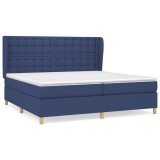 Cumpara ieftin Pat box spring cu saltea, albastru, 200x200 cm, textil