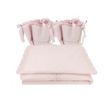 Lenjerie patut 4 piese MimiNu Royal, Powder Pink, 120x60 cm, bumbac Oeko-Tex