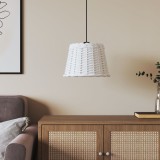 Abajur Lustră Răchită vidaXL Alb &Oslash;30x20cm E27 - Stil Natural, Design Rustic