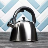 Fierbător tradițional cu fluier fabricat din inox, ceainic 3 litri, 21-24.5 cm, argintiu, Klausberg