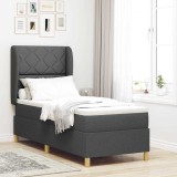 vidaXL Pat cu saltea cu arcuri Gri &icirc;nchis 90x190 cm Gri &icirc;nchis 3340782