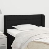 Tăblie de pat cu aripioare negru 93x16x78/88 cm textil