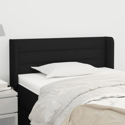vidaXL Tăblie de pat cu aripioare negru 93x16x78/88 cm textil foto