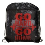 Rucsac Sport Pliabil, Negru cu Imprimeu "Go hard-Go home", 34x41 cm, CMCLASS