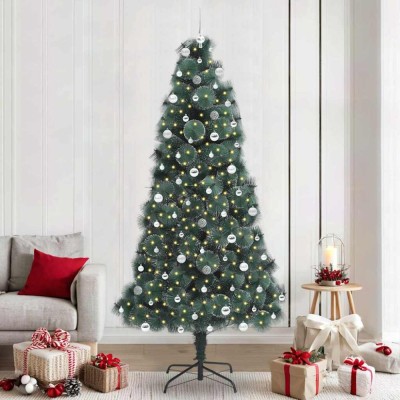 vidaXL Brad de Crăciun artificial pre-luminat cu set de globuri 240 cm 3396195 foto