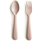 Mushie Fork and Spoon Set tac&acirc;muri Blush 2 buc