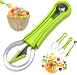 Set instrumente de sculptura in fructe Cisolen, plastic/otel inoxidabil, verde/argintiu, 21,2 x 7,5 cm/20,1 x5,4 cm/ 19,4 x 2,8 cm