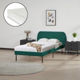 Pat tapitat cu saltea Porvoo 90x200 cm catifea verde inchis [en.casa] HausGarden Leisure