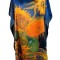 Rochie tip poncho dama FS, Dacali, bleumarin/oranj, one size