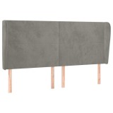 Cumpara ieftin Tablie de pat cu aripioare gri deschis 183x23x118/128cm catifea