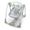 Scaun Balansoar InGenuity Compact Swing Hugs &amp; Hoots Alb Gri, 0-9 luni, Unisex, Baterii