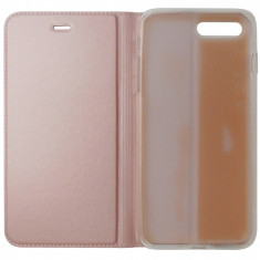 Husa tip carte cu stand Magnet Skin roz aurie pentru Apple iPhone 7 Plus, 8 Plus
