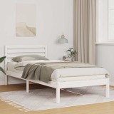 VidaXL Cadru de pat cu headboard Alb 90 x 220 cm Lemn masiv de pin
