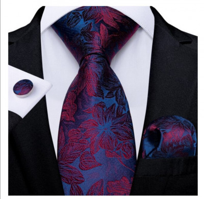Set cravata + batista + butoni - matase - model 141 foto