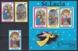 St. Lucia 1975 - Crăciun, Serie + Colita, MNH